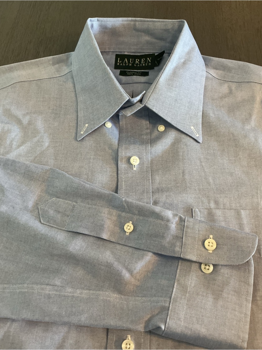 Lauren Ralph Lauren Non Iron Dress Shirt Blue Classic Fit 16.5
